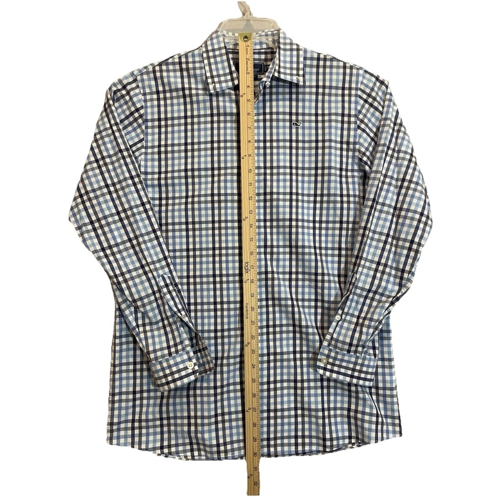 Vineyard Vines Whale XL Navy/lt Blue/ White Check Cotton Men's Shirt Button Down - Picture 3 of 5